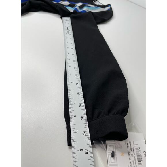 New Liz Claiborne Graphic Long Sleeve Blouse Top Back Art to Wear Office‎ Dark S - Picture 9 of 9